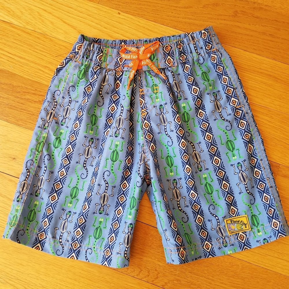 Plaid Fish Boys Size 4T Swim Trunks